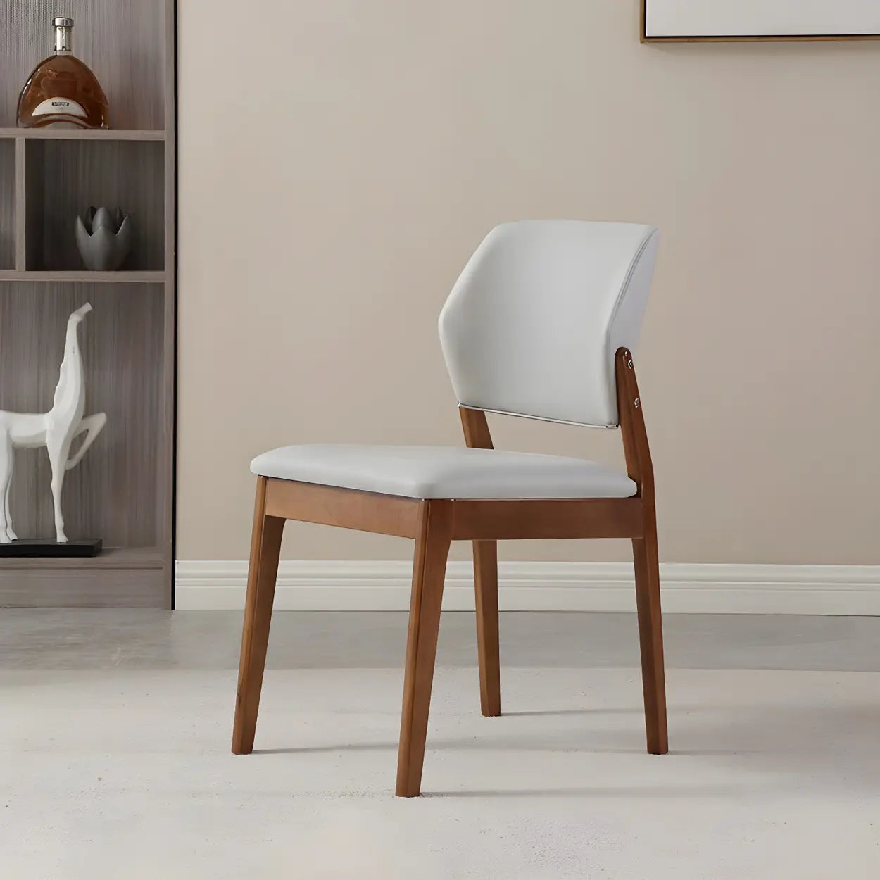 Faux Leather Wood Frame Dining Chair — Dark Gray / 1 Piece / Black