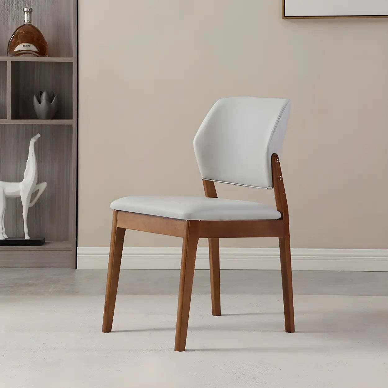 Faux Leather Wood Frame Dining Chair — Dark Gray / 1 Piece / Black