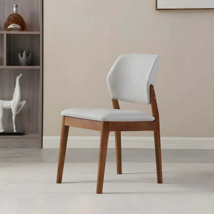 Faux Leather Wood Frame Dining Chair — Dark Gray / 1 Piece / Black