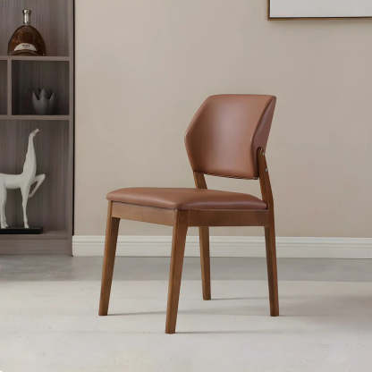 Faux Leather Wood Frame Dining Chair