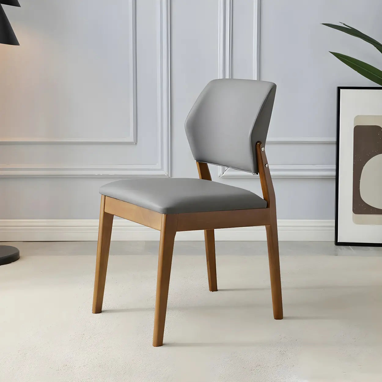 Faux Leather Wood Frame Dining Chair