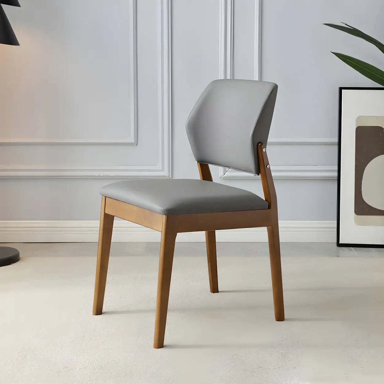 Faux Leather Wood Frame Dining Chair