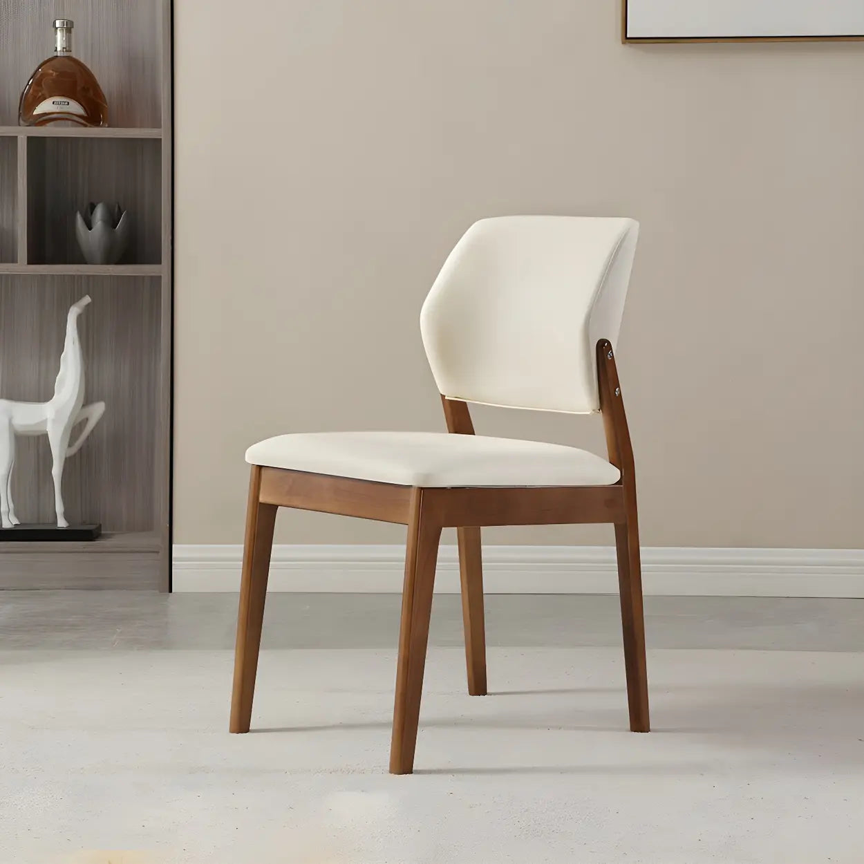 Faux Leather Wood Frame Dining Chair