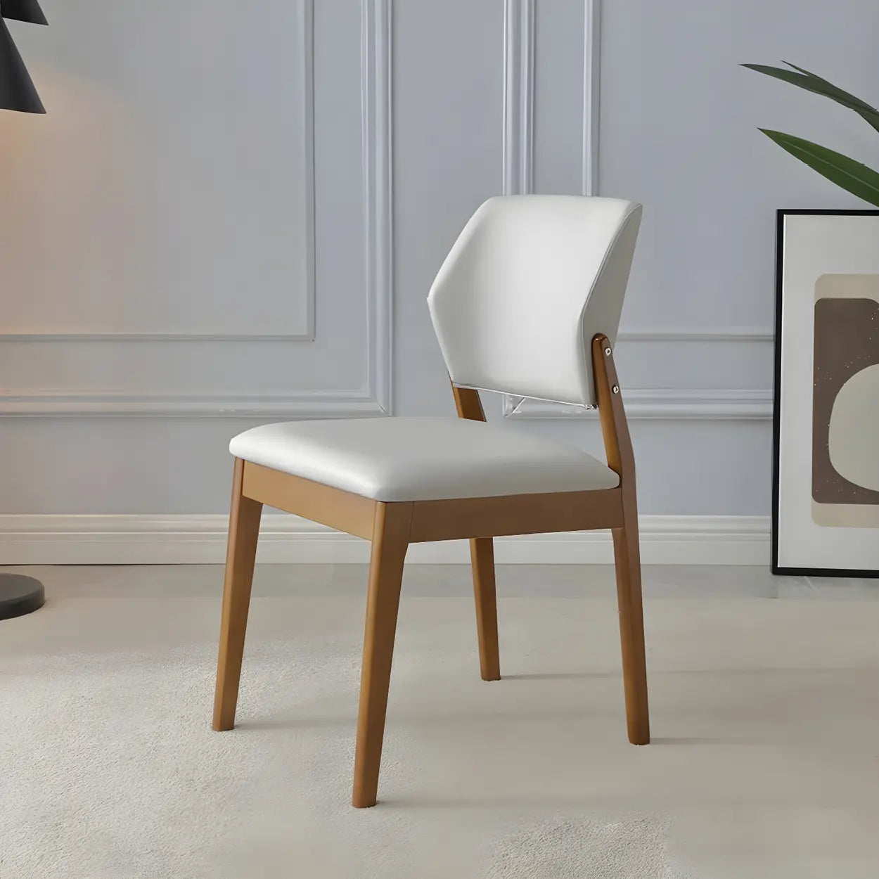 Faux Leather Wood Frame Dining Chair