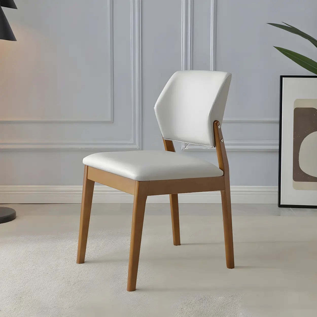 Faux Leather Wood Frame Dining Chair