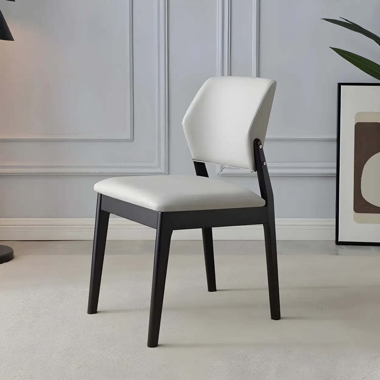 Faux Leather Wood Frame Dining Chair