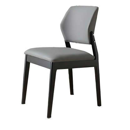 Faux Leather Wood Frame Dining Chair — Orange Red / 1 Piece / Walnut