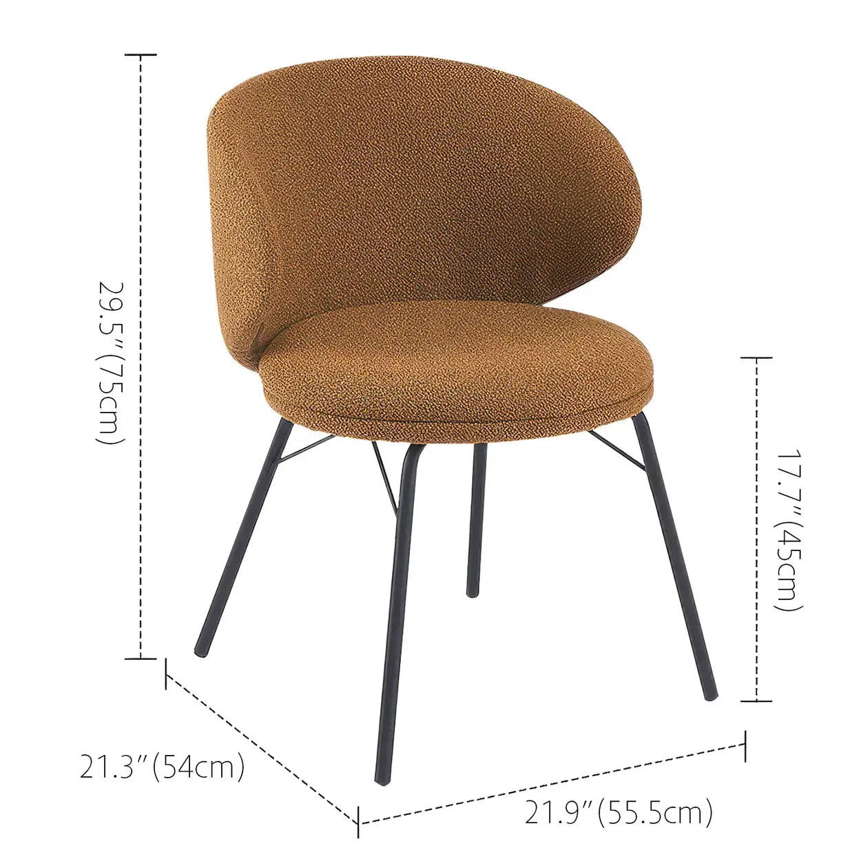 Modern Brown Leathaire Curved Back Dining Chair