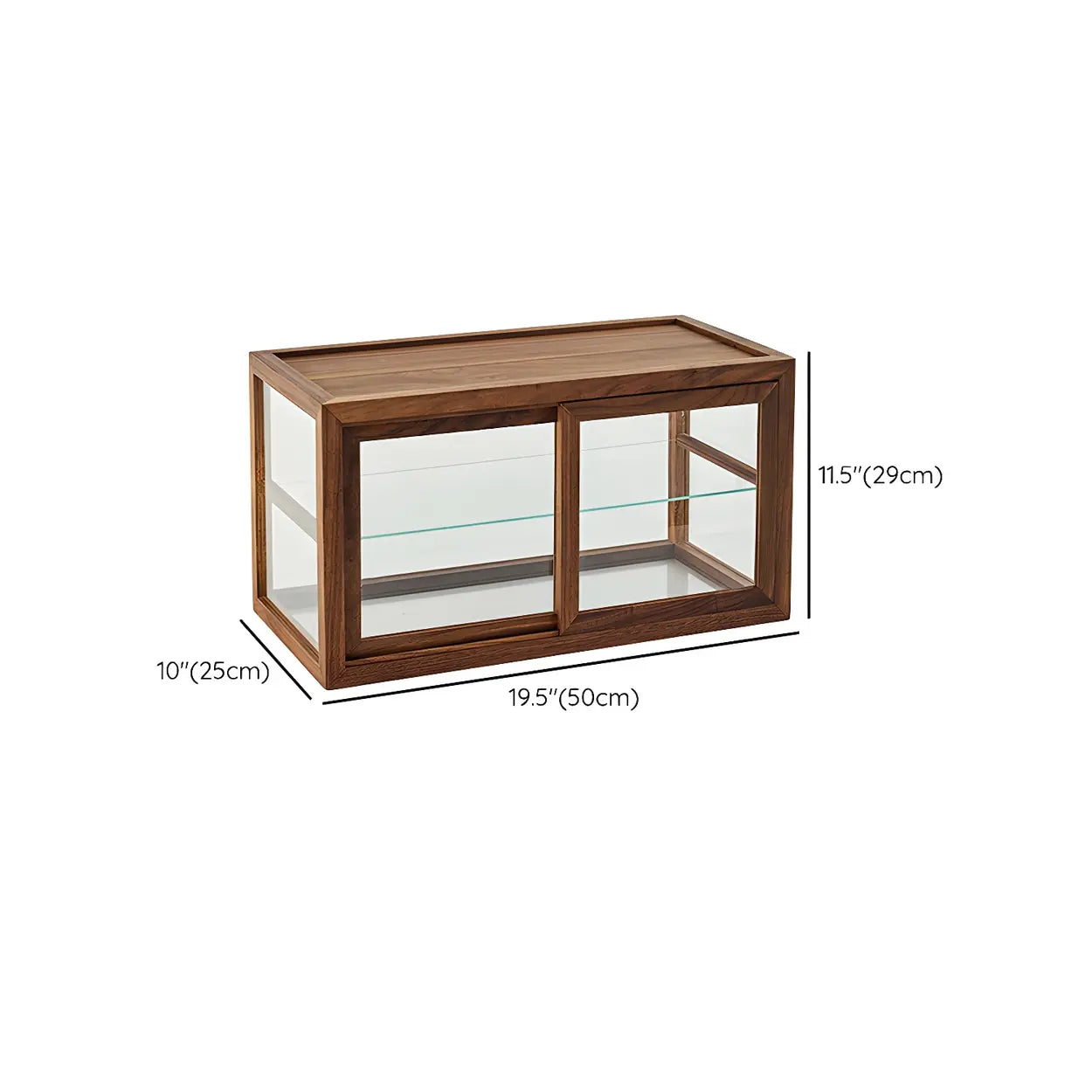 Rustic Brown Small Rectangular Wood Display Cabinet #size