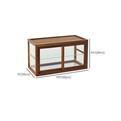 Rustic Brown Small Rectangular Wood Display Cabinet