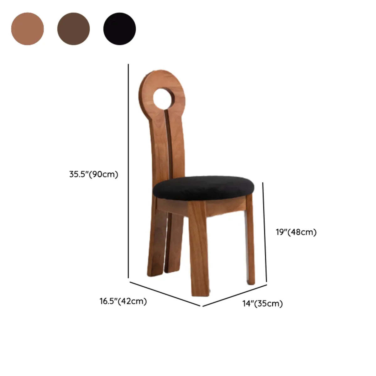 Black Round Sherpa Wood Labasu Armless Dining Chair