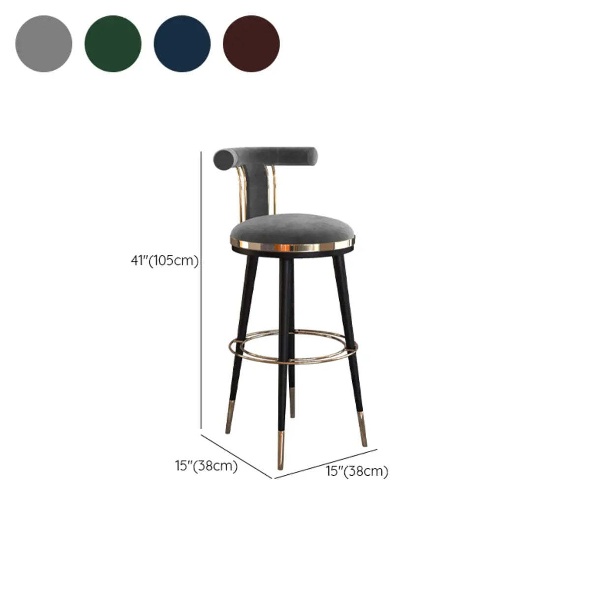Stainless Steel Round Bar Stool with Curved Back
