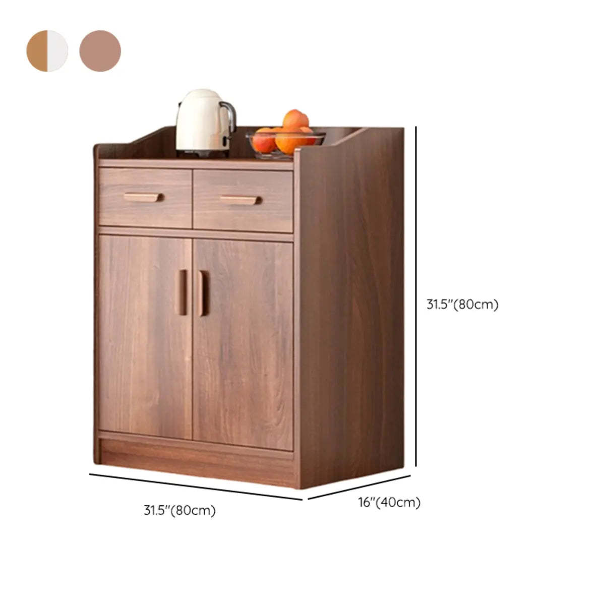 Wide Brown Slab Wood Shelf Sideboard 3-Drawer