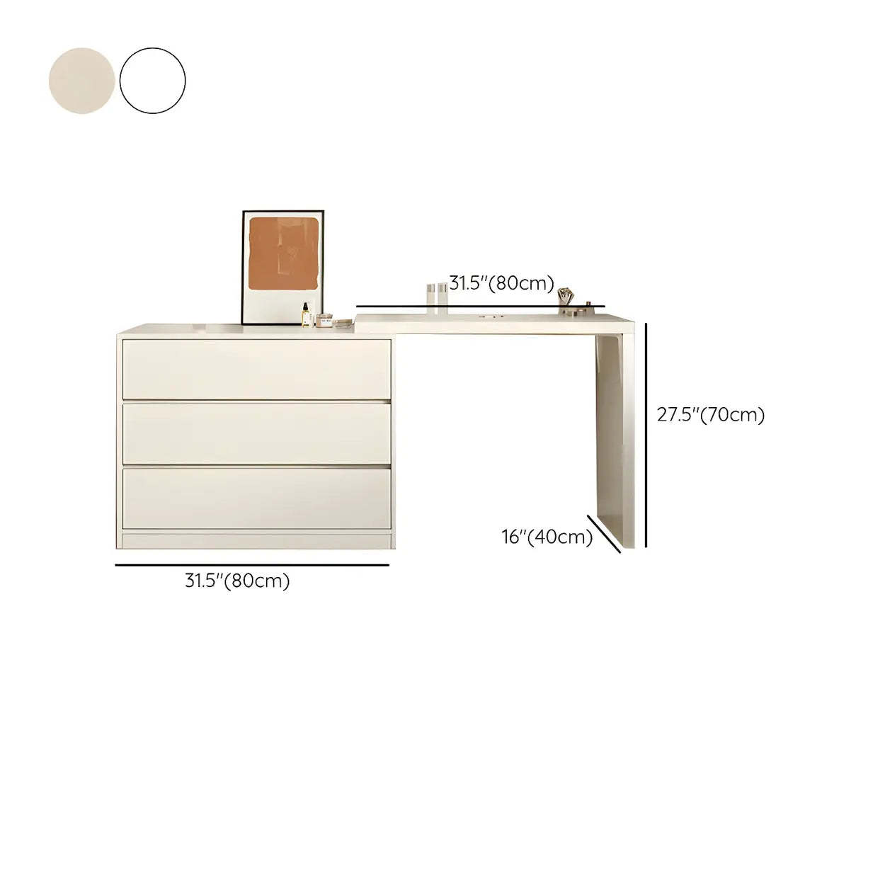 White Wood Standard Vanity with Drawers