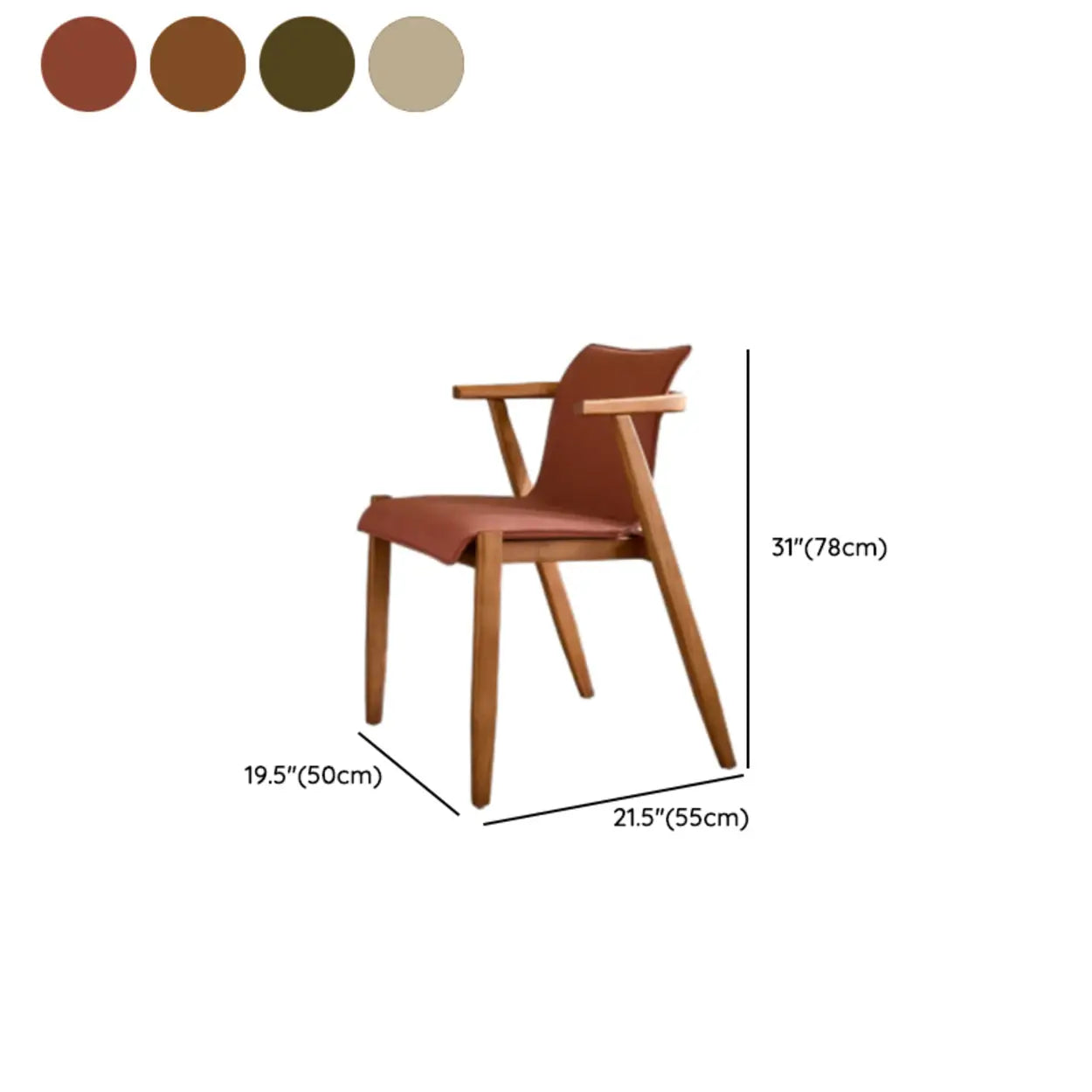 Scandinavian Faux Leather Wood Dining Arm Chair