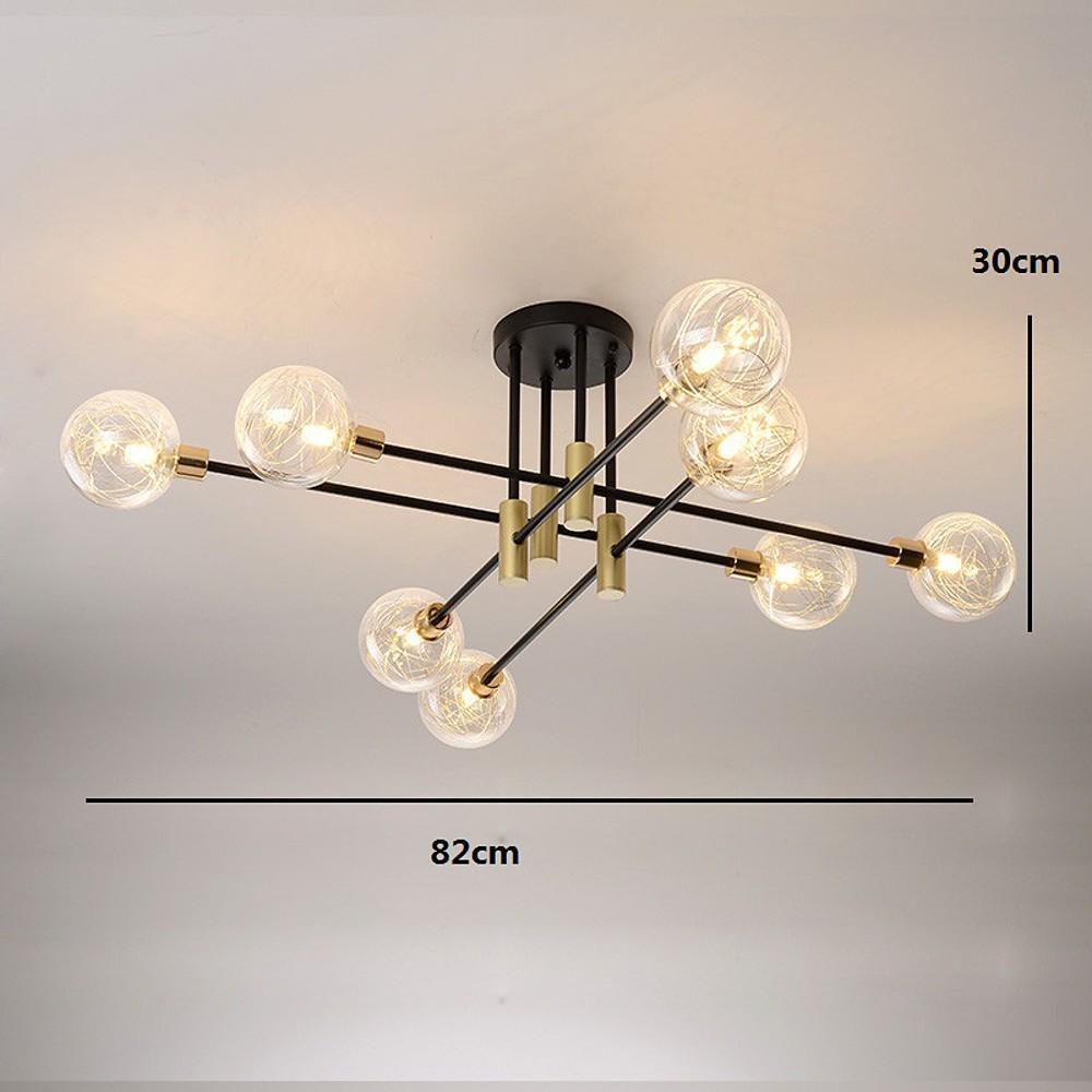 8-light Electroplated Metal Glass LED Modern Flush Mount Lighting-Lighom