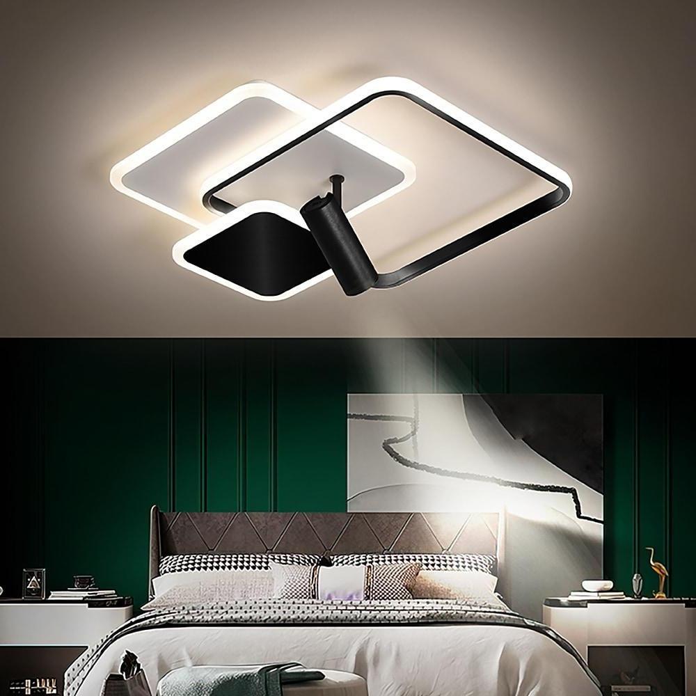 3 Square Metal LED Flush Mount Ceiling Light for Bedroom-Lighom