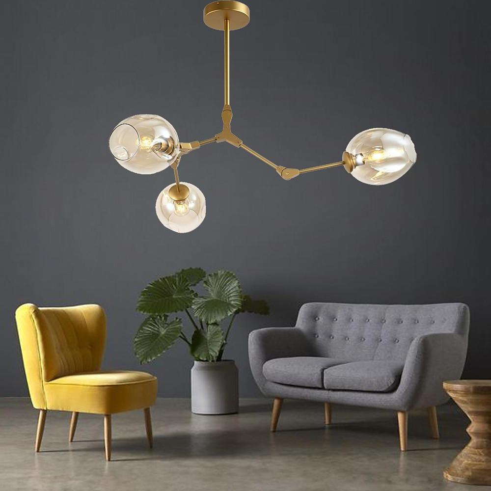 3-Bulb Geometric LED Glass Sputnik Chandelier