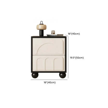 Mid-Century Cream Black Nightstand with Drawers