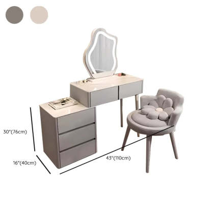 Modern Scalloped Engineered Wood Wall-Mounted White Makeup Vanity