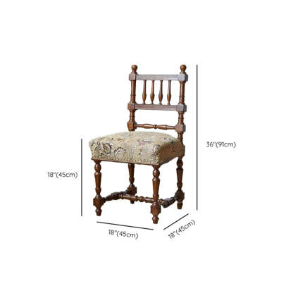 Vintage Pattern Armless Slat-Back Birch Dining Chair
