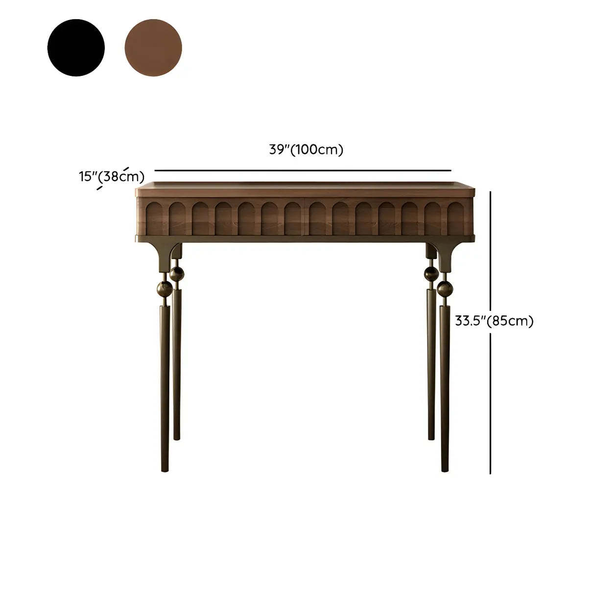 Mid-Century Metal Leg Wood Console Table