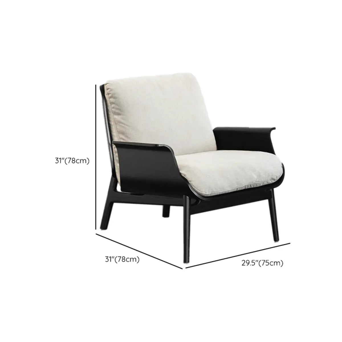Walnut Oak Four Leg Linen Cushion Lounge Chair
