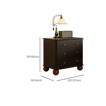Mid-Century Black Wood Nightstand with Drawers