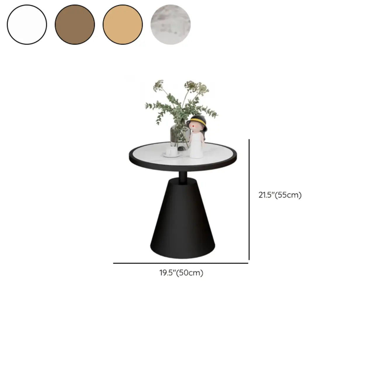 Standard Pedestal Sintered Stone Chairside Table