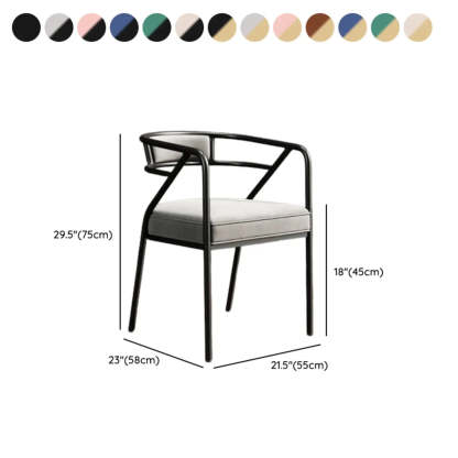 Gray Glam Metal Armchair Cotton Dining Chair