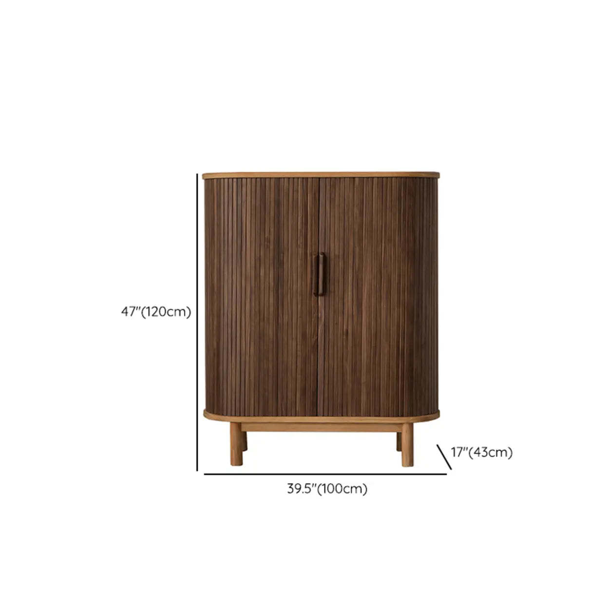 Brown Oval Wood Large Entryway Shoe Cabinet