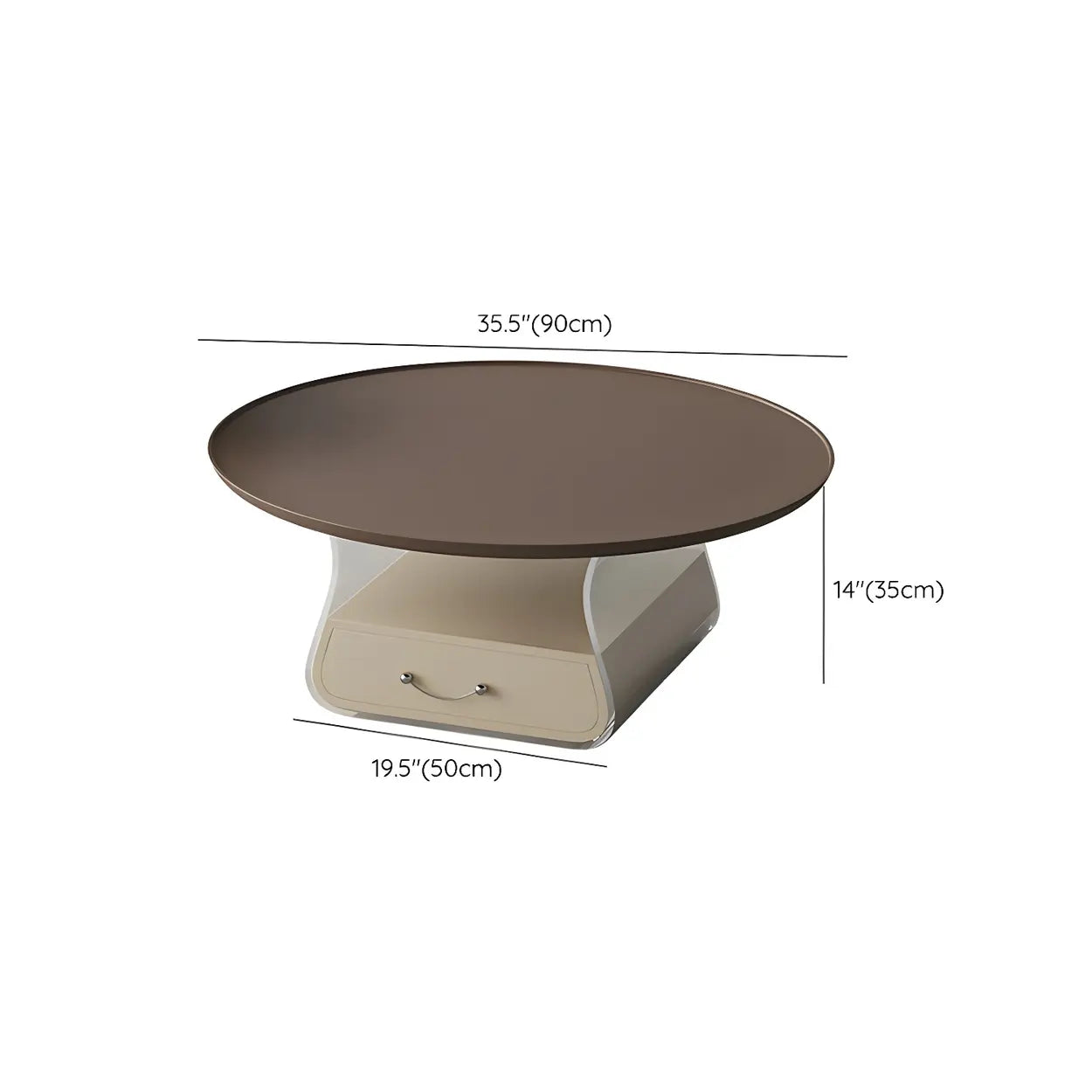 Brown Block Base Round Storage Coffee Table
