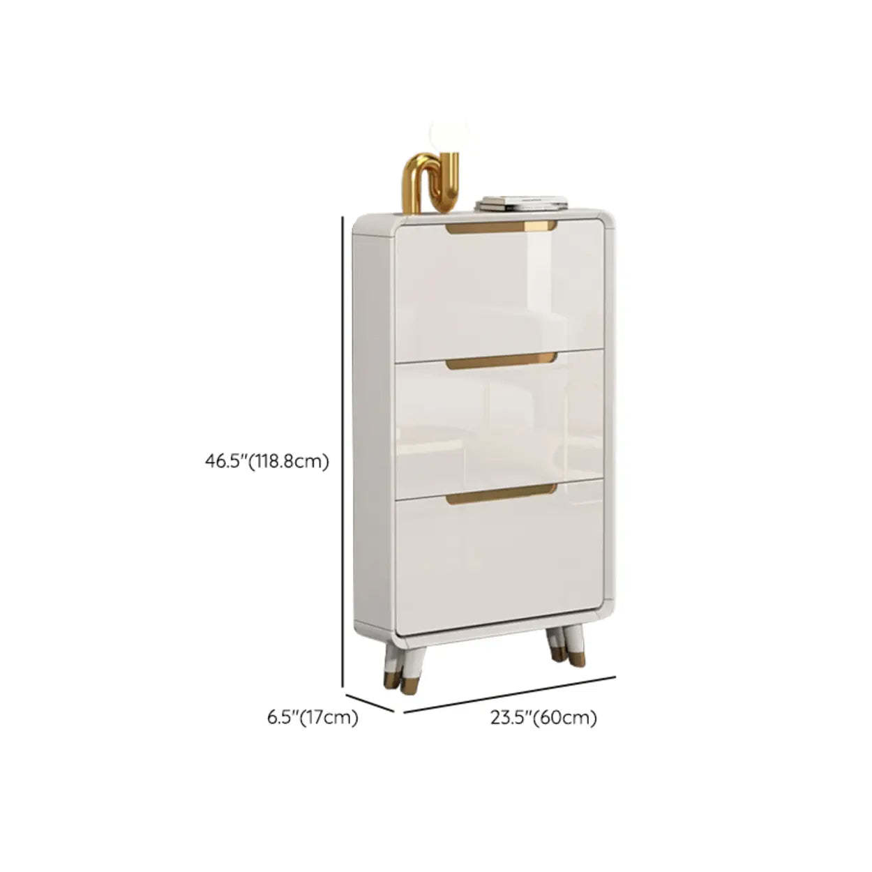 Modern Slim White Wood Entryway Shoe Cabinet