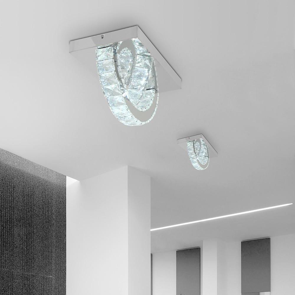 Circular Metal Crystal LED Flush Mount