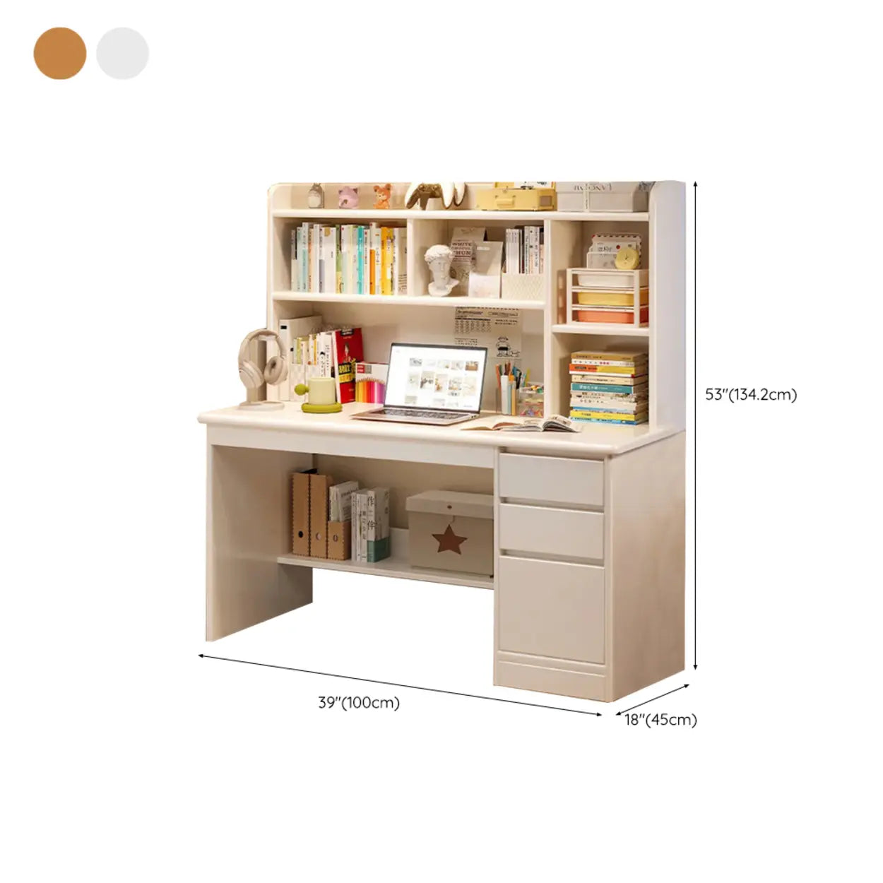 Wood Computer Desk with Hutch and Storage