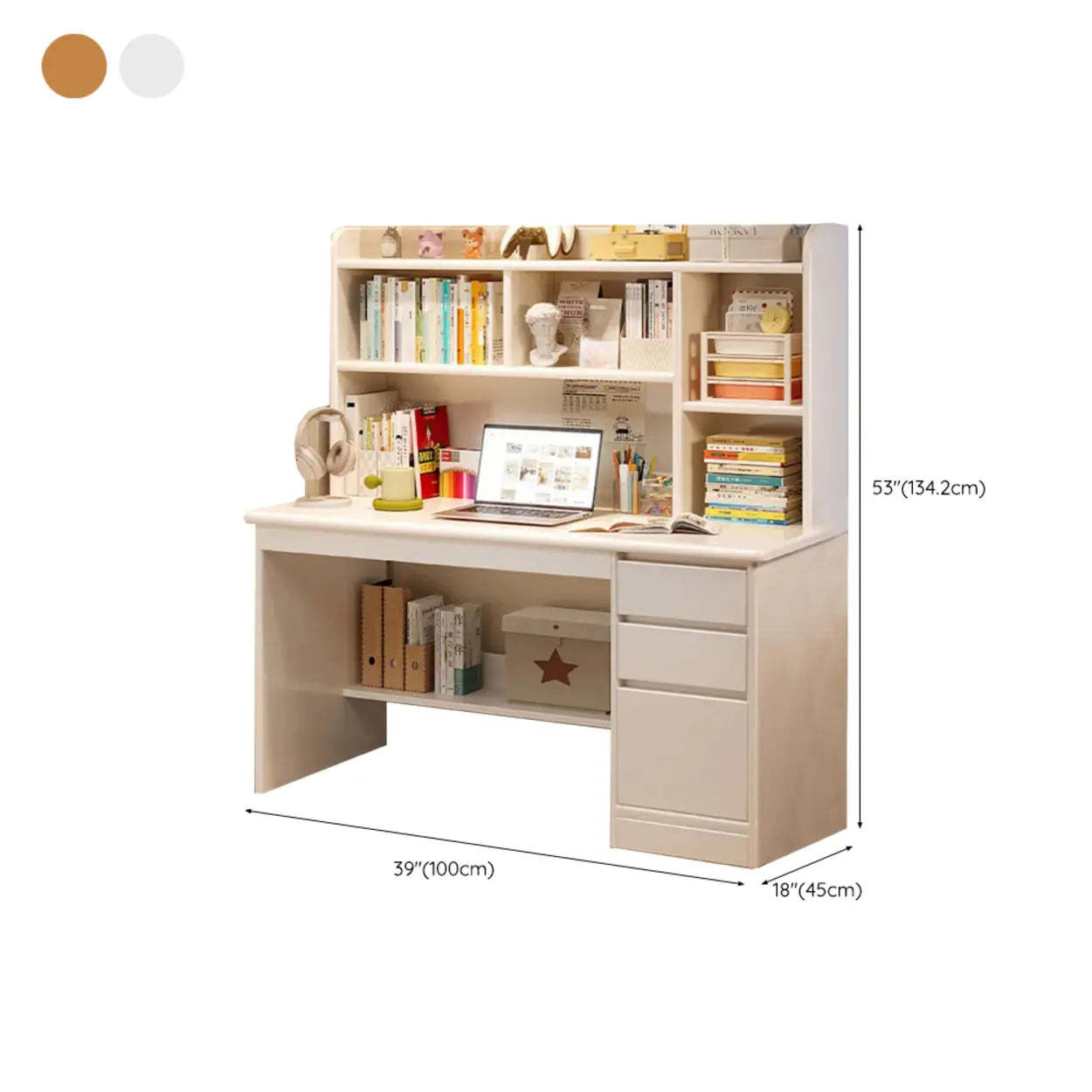 Wood Computer Desk with Hutch and Storage