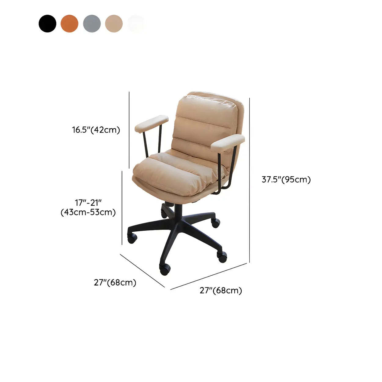 Off-White Ergonomic Swivel PU Leather Office Chair
