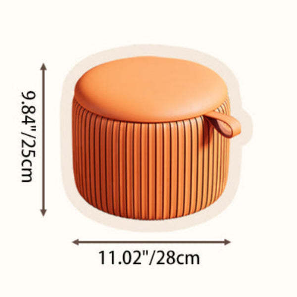 Contemporary Fabric Round Pouf Low Stool — Pink