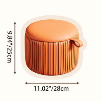 Contemporary Fabric Round Pouf Low Stool — Pink