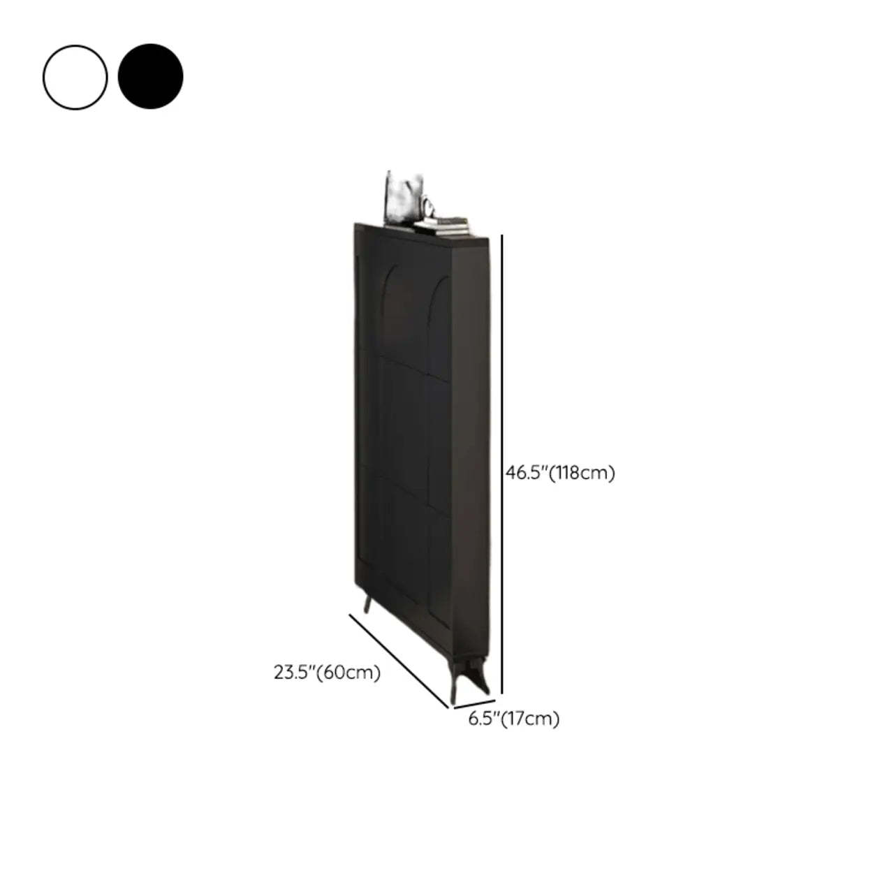 Modern Rectangular Metal Black Shoe Cabinet