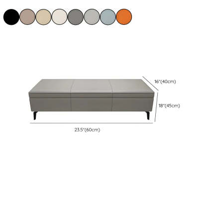 Light Gray Faux Leather Flip-Top Storage Bench — Khaki