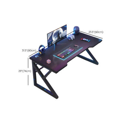 Black Wood Gaming Desk with Trestle Base