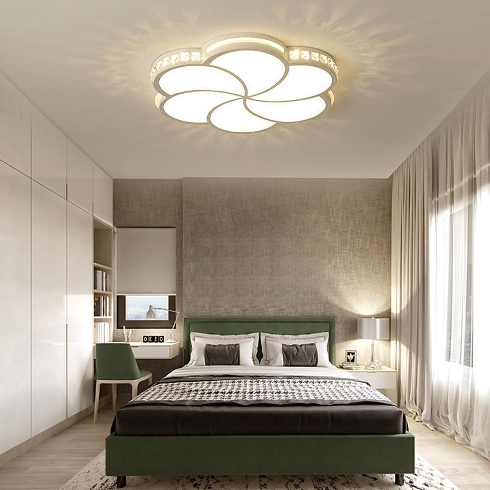 Lighom modern flower crystal flush mount lighting — Cool White (6000K)