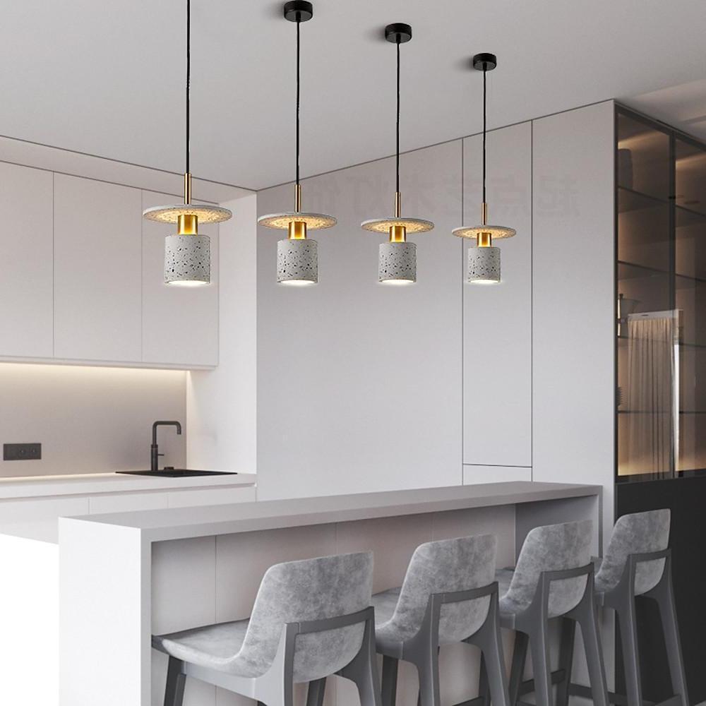 Terrazzo Cement Cylinder LED Modern Island Pendant Light