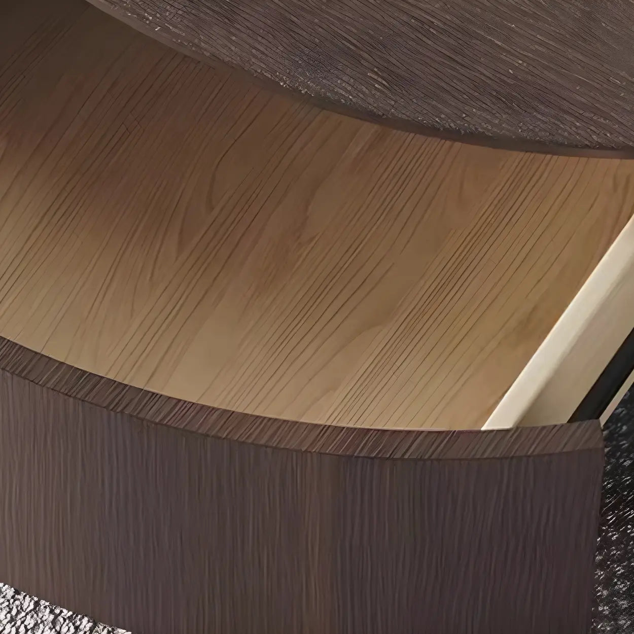 Oak Wood Round Nesting Storage Coffee Table — Khaki