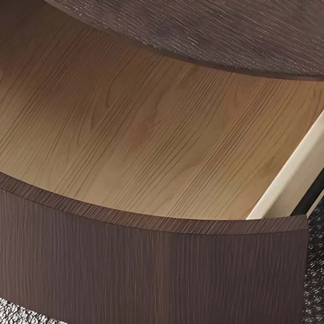 Oak Wood Round Nesting Storage Coffee Table — Khaki