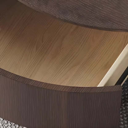 Oak Wood Round Nesting Storage Coffee Table — Khaki