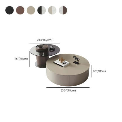 Oak Wood Round Nesting Storage Coffee Table