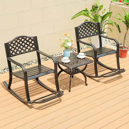 UV-Resistant Metal Frame Outdoor Coffee Table — Round / Table Only