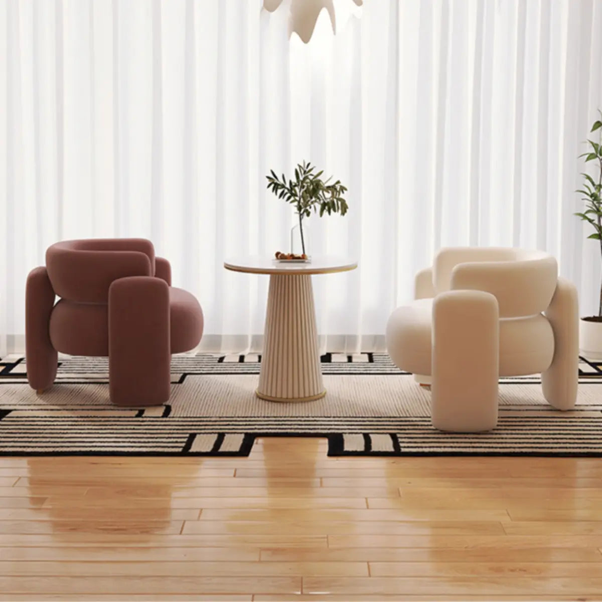 Flannel Curved Back Memory Fill Barrel Chair